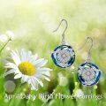 wholesale 925 Sterling Silver Blue Crystal Daisy Drop Earrings - Birthday Gift for Her-0-1