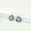 wholesale 925 Sterling Silver Blue Crystal Daisy Drop Earrings - Birthday Gift for Her-0-3