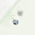 wholesale 925 Sterling Silver Blue Crystal Daisy Drop Earrings - Birthday Gift for Her-0-4