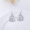 wholesale Silver Heart-Shaped Gymnastic Dangle Earrings with Crystals and 925 Sterling Silver Hooks-0-11