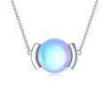 wholesale 925 Sterling Silver Rainbow Moonstone Round Pendant Necklace for Women-0-0