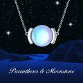 wholesale 925 Sterling Silver Rainbow Moonstone Round Pendant Necklace for Women-0-2