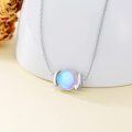 wholesale 925 Sterling Silver Rainbow Moonstone Round Pendant Necklace for Women-0-3