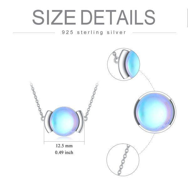 Sterling Silver Round Moonstone Necklace-5