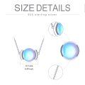 wholesale 925 Sterling Silver Rainbow Moonstone Round Pendant Necklace for Women-0-5