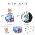 wholesale 925 Sterling Silver Blue & Purple Crystal Heart Pendant with Rose Flower Charm Necklace Gift for Women-0-5