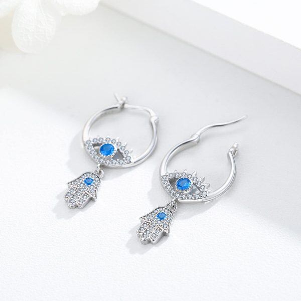 Sterling Silver Evil Eye Earrings-3