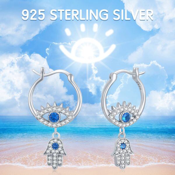 Sterling Silver Evil Eye Earrings-5