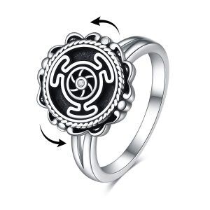 Sterling Silver Anxiety Wheel of Hecate Rings -0