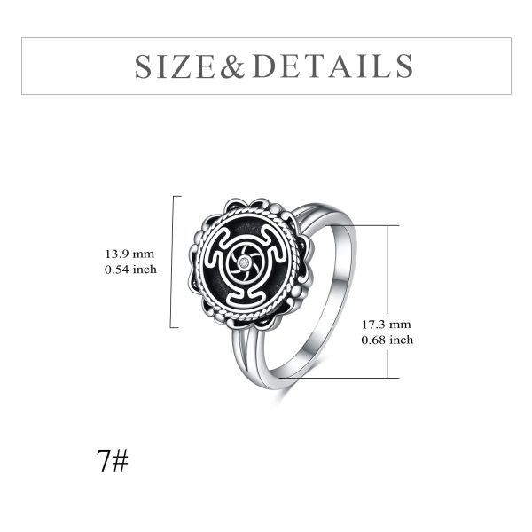 Sterling Silver Anxiety Wheel of Hecate Rings -2