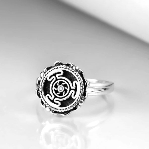 Sterling Silver Anxiety Wheel of Hecate Rings -3