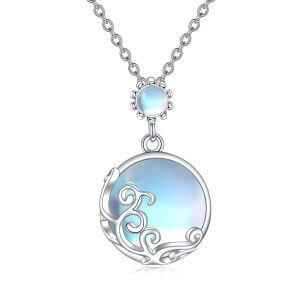 Sterling Silver Moonstone Ball Necklace-0