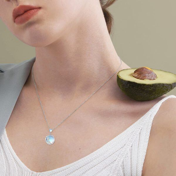 Sterling Silver Moonstone Ball Necklace-1