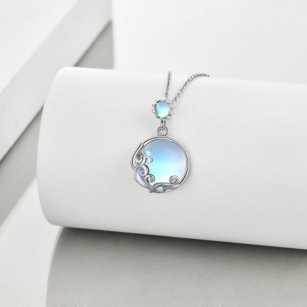 Sterling Silver Moonstone Ball Necklace-3