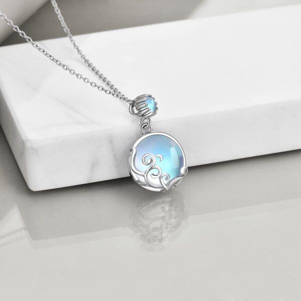 Sterling Silver Moonstone Ball Necklace-4