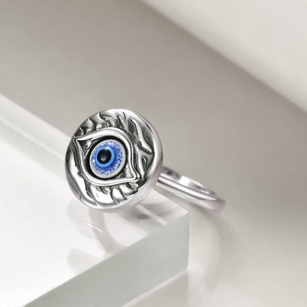 Sterling Silver Evil Eye Anxiety Rings -3