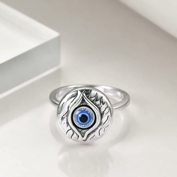 Sterling Silver Evil Eye Anxiety Rings -4