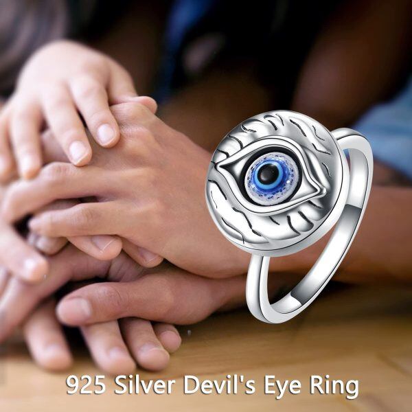 Sterling Silver Evil Eye Anxiety Rings -5