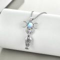 wholesale 925 Sterling Silver Moonstone Triple Goddess Pendant Necklace for Women-0-3