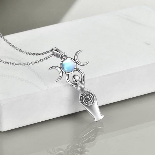 Sterling Silver Lunar Goddess Pendant Necklace-4