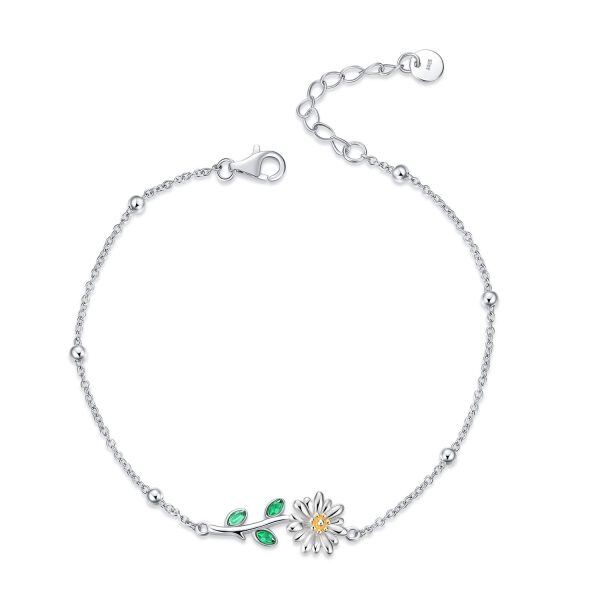 Sterling Silver Daisy Sunflower Anklet Bracelets-0