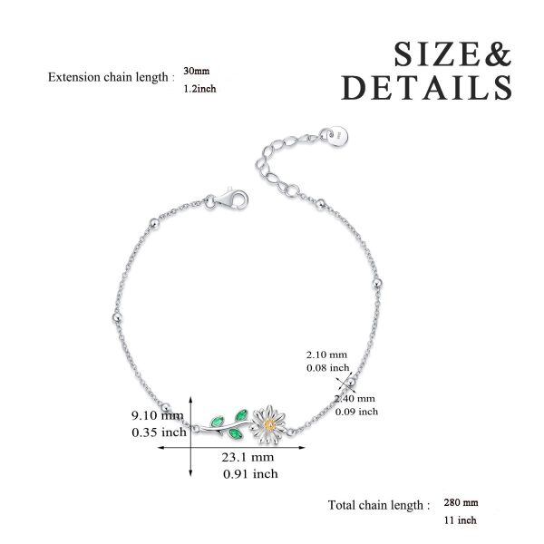 Sterling Silver Daisy Sunflower Anklet Bracelets-3