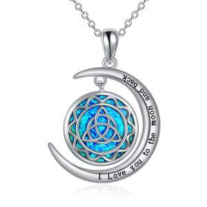 Sterling Silver I Love You to the Moon and Back Celtic Necklace-0