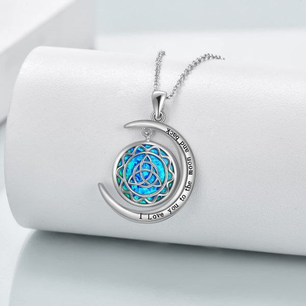 Sterling Silver I Love You to the Moon and Back Celtic Necklace-1