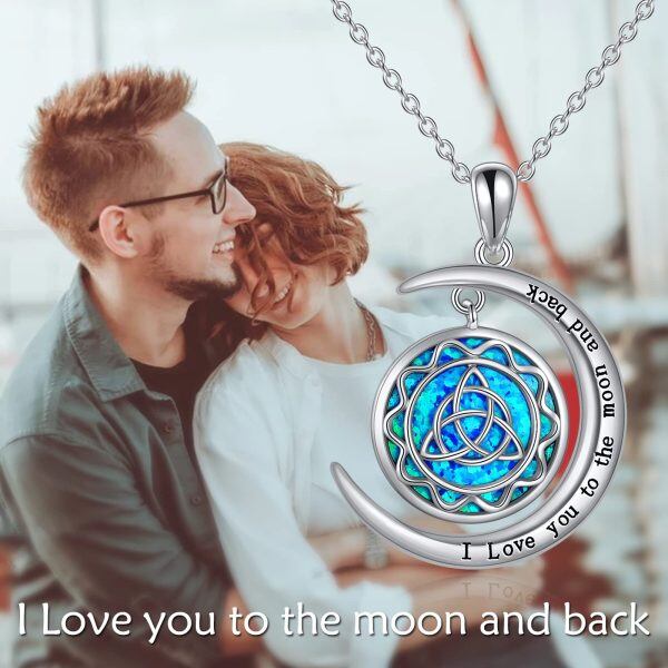 Sterling Silver I Love You to the Moon and Back Celtic Necklace-4