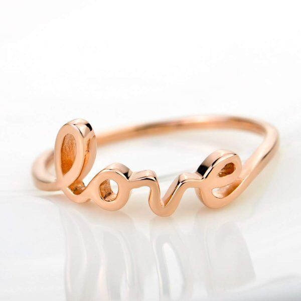 Sterling Silver Simple Love Script Ring -2