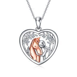 Sterling Silver Horse Pendant Necklace-0