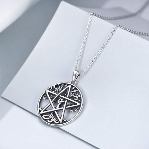 Sterling Silver Tree And Star Pendant Necklace-2