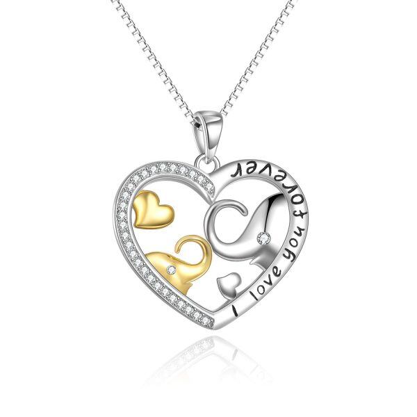 Sterling Silver I Love You Forever Cute Animal Necklace-0