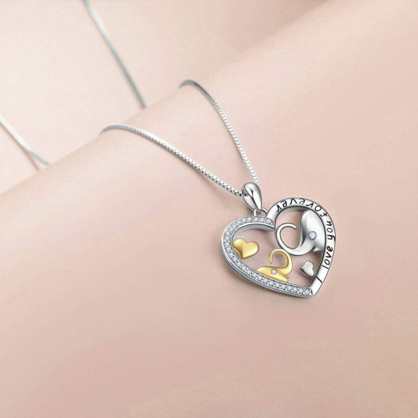 Sterling Silver I Love You Forever Cute Animal Necklace-4