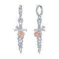 wholesale 925 Sterling Silver Rose Sword Drop Earrings for Women - Wholesale-0-0