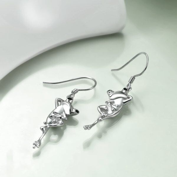 Sterling Silver Frog Drop Dangle Earrings-5