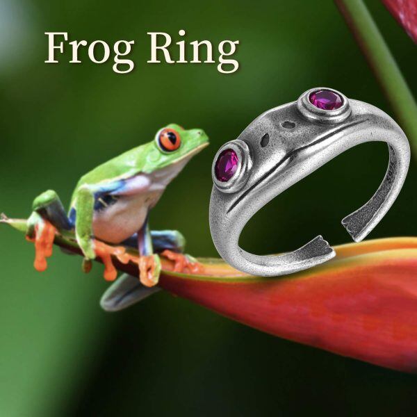 Sterling Silver Cute Animal Frog Rings-3