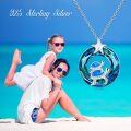 wholesale 925 Sterling Silver Blue Opal Mother & Child Turtle Crystal Moon Star Pendant Necklace-0-4
