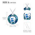 wholesale 925 Sterling Silver Blue Opal Mother & Child Turtle Crystal Moon Star Pendant Necklace-0-5