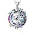 wholesale 925 Sterling Silver Koala Tree of Life Rainbow Crystal Pendant Necklace for Women-0-0