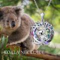 wholesale 925 Sterling Silver Koala Tree of Life Rainbow Crystal Pendant Necklace for Women-0-5