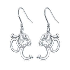 Sterling Silver Dainty Cute Animal Dangle Earrings -0