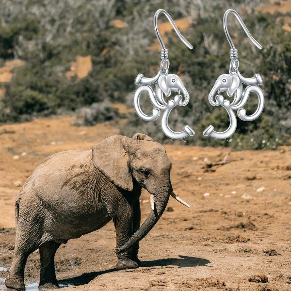 Sterling Silver Dainty Cute Animal Dangle Earrings -5