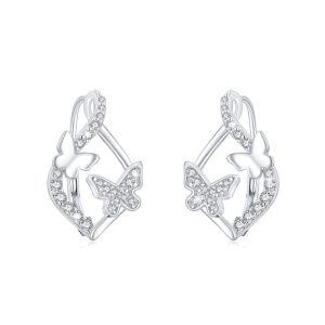 Sterling Silver Butterfly Earrings-0