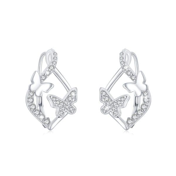 Sterling Silver Butterfly Earrings-0