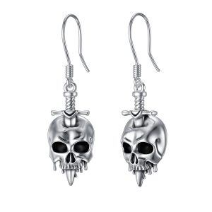 Sterling Silver Skull Earrings-0