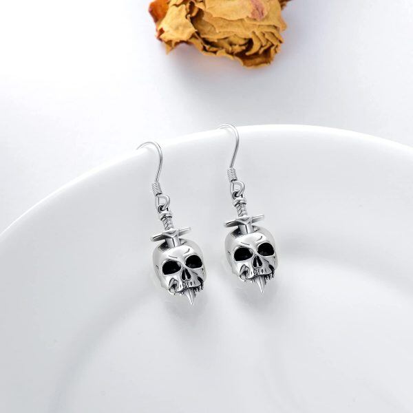 Sterling Silver Skull Earrings-2