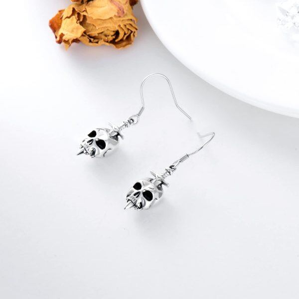 Sterling Silver Skull Earrings-3