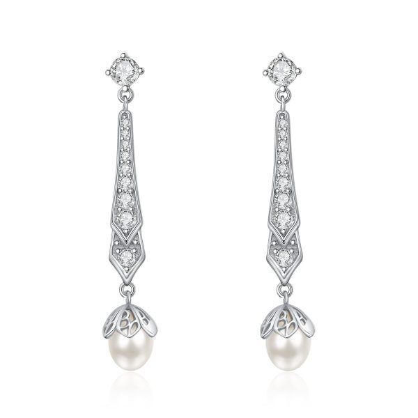 Sterling Silver Pearl Earrings-0