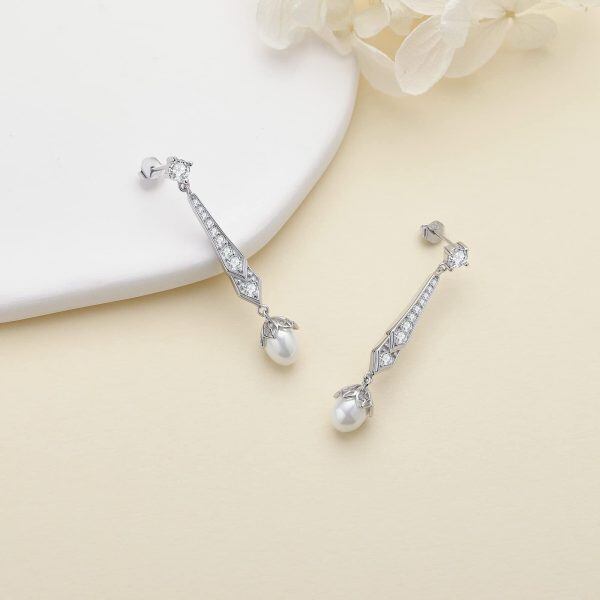 Sterling Silver Pearl Earrings-1